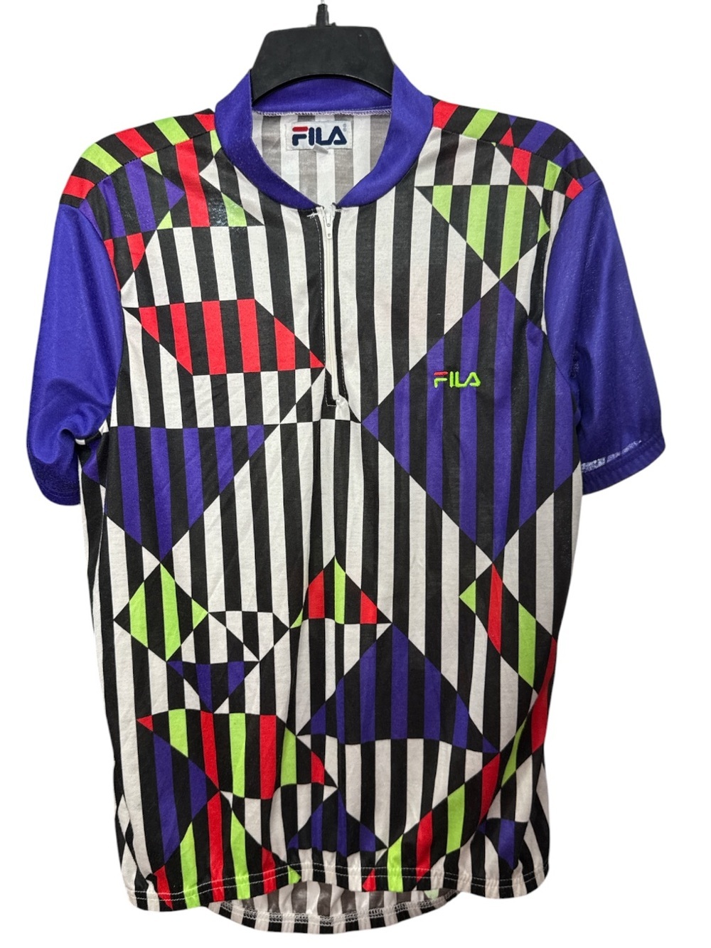 Vintage 90s FILA Geometric Cycling Jersey Size Large Unisex Bike Shirt Rare